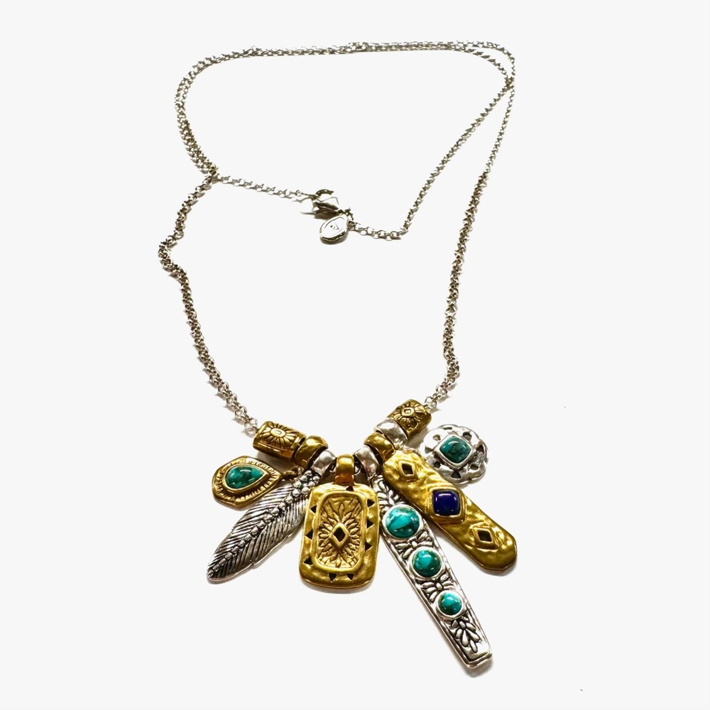 NEW SILPADA Necklace Turquoise Charm Sterling N3248 Long 32” NEW W/ POUCH
